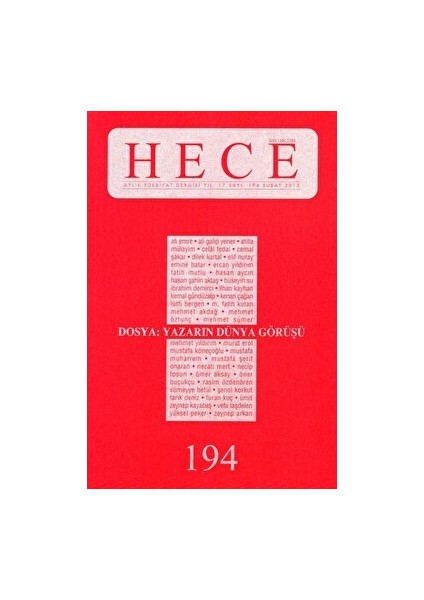 Hece Aylık Edebiyat Dergisi Sayı: 194