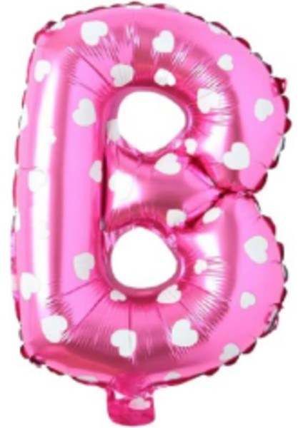 B- Harf 16 Inc Desenli Pembe Renk Balon 36 cm