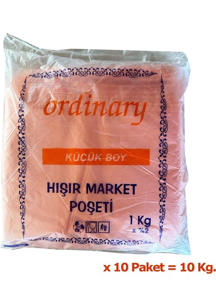 Ordinary Turuncu Market Poşeti Torbası - Hışır Atlet Poşet - Orta Boy - 26 x 50 Cm. - 10 Kg.