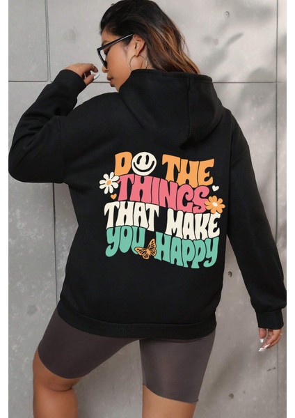 Only Trendwear Oversize Do The Things That Make You Baskılı Sweatshirt