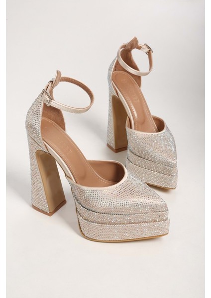 Kadın Shirley Ten Saten Taşlı Platform Topuklu Ayakkabı indirimleri