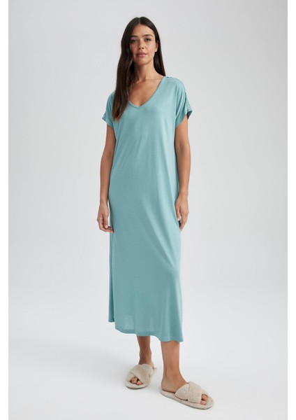 Fall in Love Regular Fit V Yaka Viskon Gecelik Z9744AZ23SM