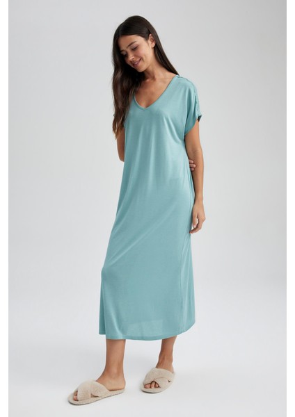 Fall in Love Regular Fit V Yaka Viskon Gecelik Z9744AZ23SM fiyatları