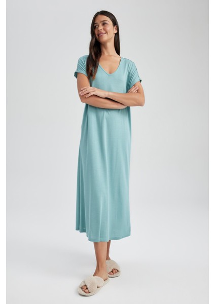 Fall in Love Regular Fit V Yaka Viskon Gecelik Z9744AZ23SM modelleri