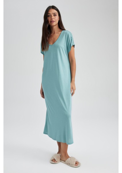 Fall in Love Regular Fit V Yaka Viskon Gecelik Z9744AZ23SM fırsatları