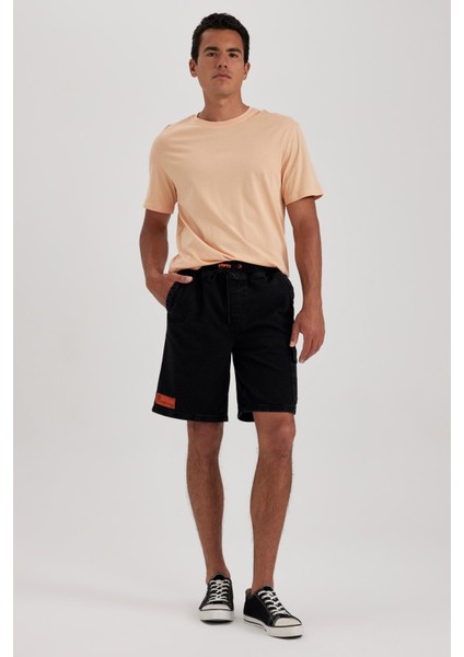 Loose Fit Bol Kalıp Yüksek Bel Dar Paça Jean Bermuda Şort A6517AX23SM