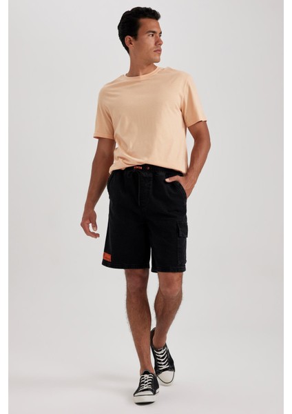 Loose Fit Bol Kalıp Yüksek Bel Dar Paça Jean Bermuda Şort A6517AX23SM