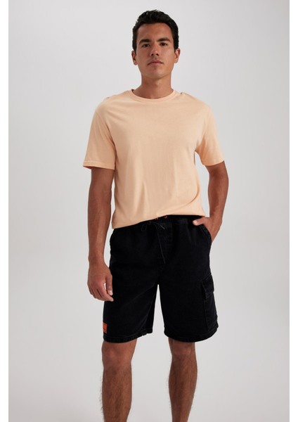 Loose Fit Bol Kalıp Yüksek Bel Dar Paça Jean Bermuda Şort A6517AX23SM