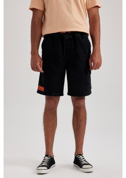 Loose Fit Bol Kalıp Yüksek Bel Dar Paça Jean Bermuda Şort A6517AX23SM