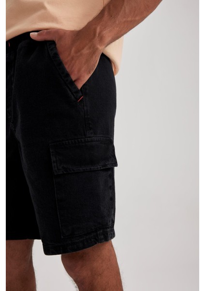 Loose Fit Bol Kalıp Yüksek Bel Dar Paça Jean Bermuda Şort A6517AX23SM