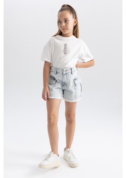 Kız Çocuk Kargo Fit Jean Şort A8727A823HS fırsatları