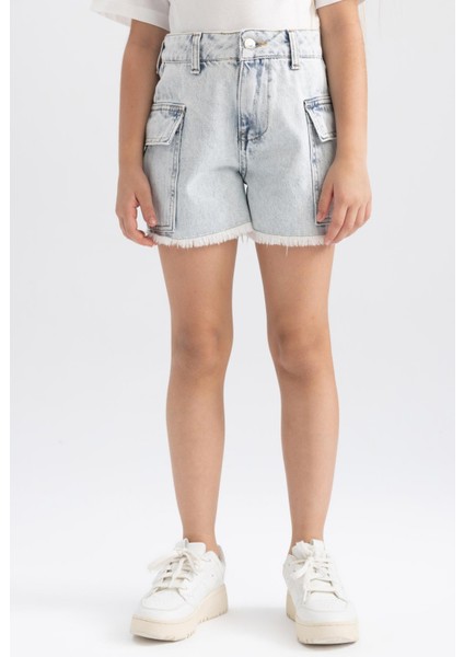 Kız Çocuk Kargo Fit Jean Şort A8727A823HS