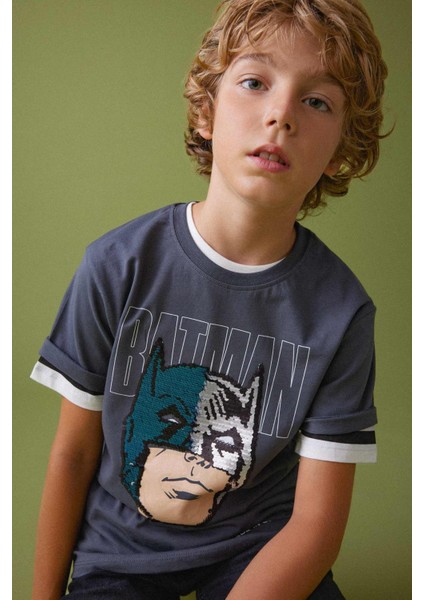 Erkek Çocuk Batman Bisiklet Yaka Kısa Kollu Tişört A8709A823SM modelleri
