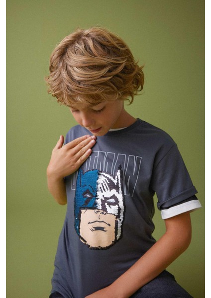 Erkek Çocuk Batman Bisiklet Yaka Kısa Kollu Tişört A8709A823SM fırsatları