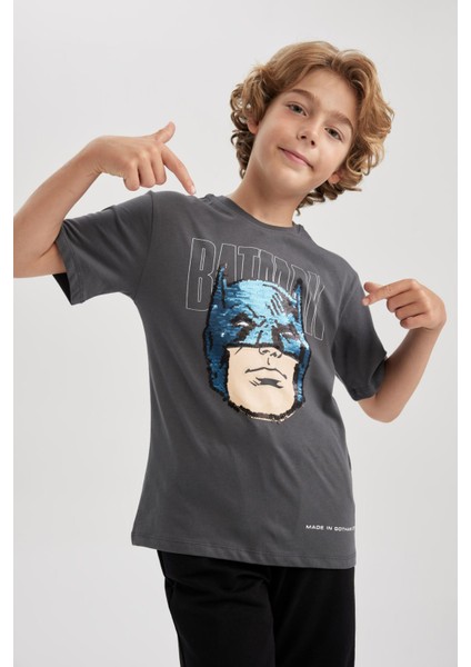 Erkek Çocuk Batman Bisiklet Yaka Kısa Kollu Tişört A8709A823SM