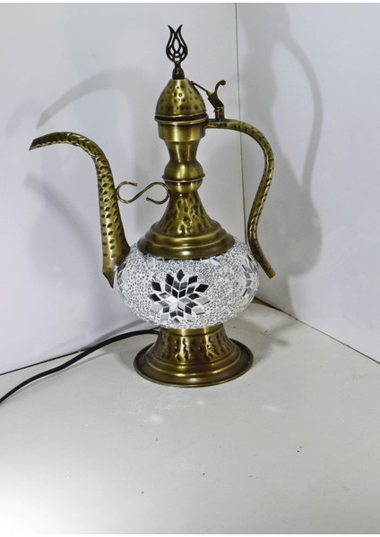 Karlıkturistik Mozaik Masa Lambası Dekoratifdövme Ibrik Abajur Otantik Masaüstü Aydınlatma Beyaz fiyatları