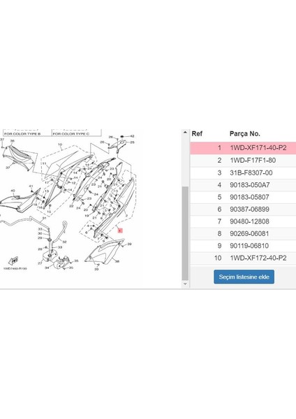 Yzf R25 '16 Sol Kuyruk Kapağı Metalik Beyaz