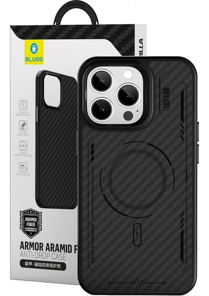 iPhone 14 Pro Max Magsafe Uyumlu Punk Armor Aramid Fiber Anti-Drop Telefon Kılıfı