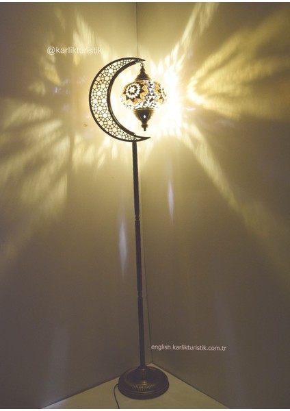 Karlıkturistik Köşe Lambası,Dekoratif Lambader,Ev Dekoratif Aydınlatma Mozaik Lamba El Işi Hilal Model 4