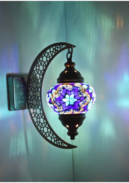 Karlıkturistik Mozaik Aplik Hilal Dekoratif Duvar Lambası Otantik Aplik Ay Osmanlı Selçuklu Türk Lamba Model11