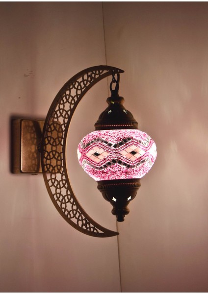 Karlıkturistik Mozaik Aplik Hilal Dekoratif Duvar Lambası Otantik Aplik Ay Osmanlı Selçuklu Türk Lamba Model21