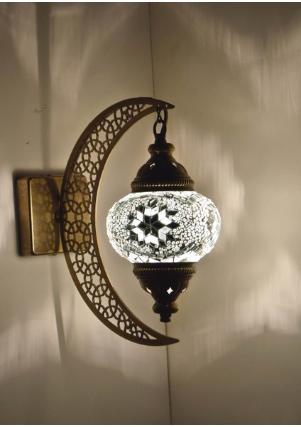 Karlıkturistik Mozaik Aplik Hilal Dekoratif Duvar Lambası Otantik Aplik Ay Osmanlı Selçuklu Türk Lamba Model16