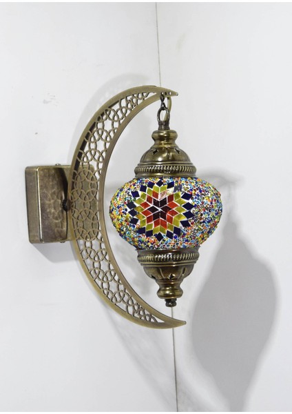 Karlıkturistik Mozaik Aplik Hilal Dekoratif Duvar Lambası Otantik Aplik Ay Osmanlı Selçuklu Türk Lamba Model2 fiyatları
