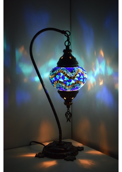 Karlıkturistik Mozaik Lamba Abajur ,Mozaik Masa Lambası Osmanlı Türk Mozaik Kuğuboynu Lamba Model13