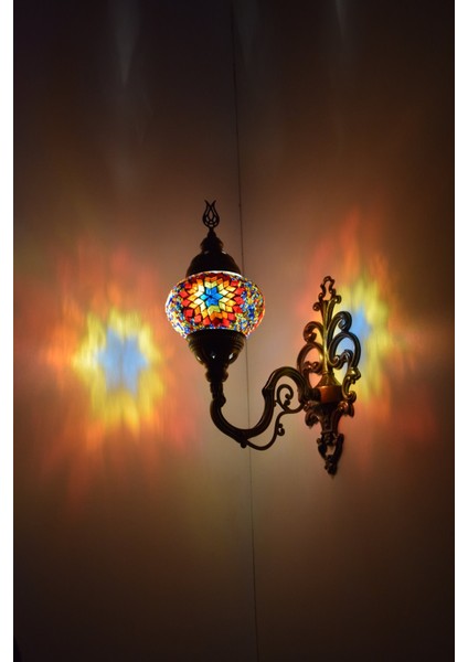 Karlıkturistik Mozaik Aplik ,Yukarı Yönlü Dekoratif Duvar Lambası,Otantik Lamba,Mozaik Lamba Model1