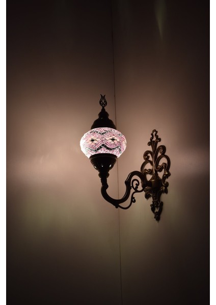 Karlıkturistik Mozaik Aplik ,Yukarı Yönlü Dekoratif Duvar Lambası,Otantik Lamba,Mozaik Lamba Model21