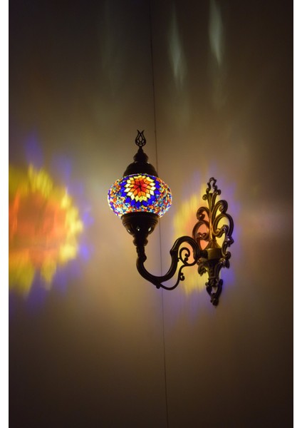 Karlıkturistik Mozaik Aplik ,Yukarı Yönlü Dekoratif Duvar Lambası,Otantik Lamba,Mozaik Lamba Model2