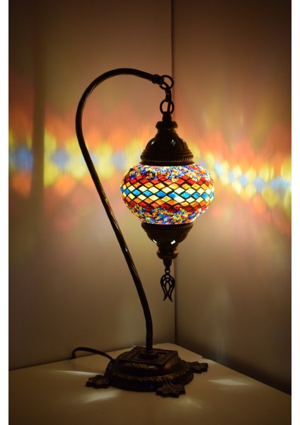 Karlıkturistik Mozaik Lamba Abajur ,Mozaik Masa Lambası Osmanlı Türk Mozaik Kuğuboynu Lamba Model9