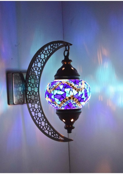 Karlıkturistik Mozaik Aplik Hilal Dekoratif Duvar Lambası Otantik Aplik Ay Osmanlı Selçuklu Türk Lamba Model13