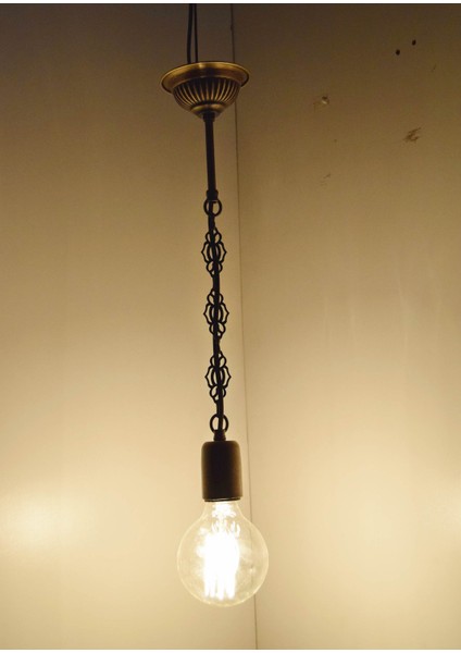 Karlıkturistik Rustik Avize Tekli Sarkıt Metal Retro Eskitme Otantik Lamba Aparatı
