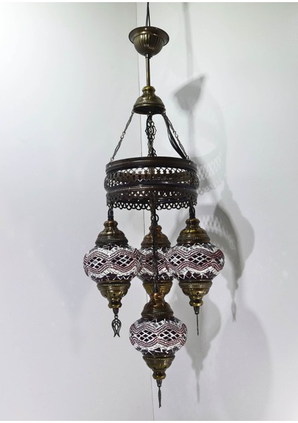 Karlıkturistik Mozaik Lamba Avize 4lü Sarkıt Rustik Tavan Lambası Renkli Osmanlı Avize Model 20 fiyatları
