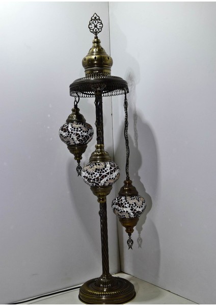 Karlıkturistik Mozaik Lambader,Otantik Lambası,Dekoratif Köşe Lambası 3 Lü Mozaik Gece Lambası Model 6