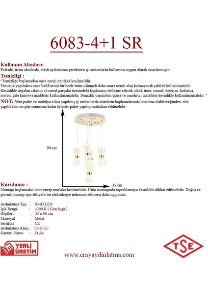 6083-5 5li Sarkıt LED Avize