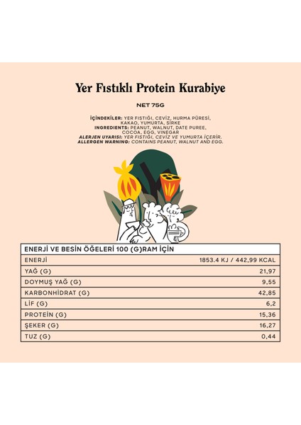 The Good Wild Glütensiz, Şeker İlavesiz Yer Fıstıklı Protein Kurabiye 75 G