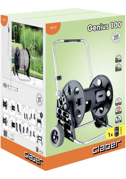 Hortum Makarası Tekerli Genius100 100 Mt Claber 8872 fiyatları