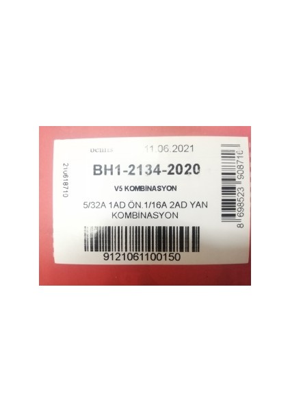 Bemis BH1-2134-2020 V5 Kombinasyon IP44 5/32A 1AD Ön 1/16A 2AD Halogen Free Yan Kombinasyon