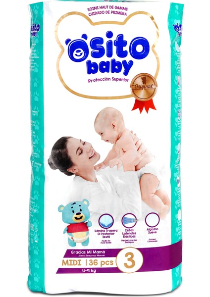 Osito Baby Bebek Bezi 3 Numara Midi 36 Adet