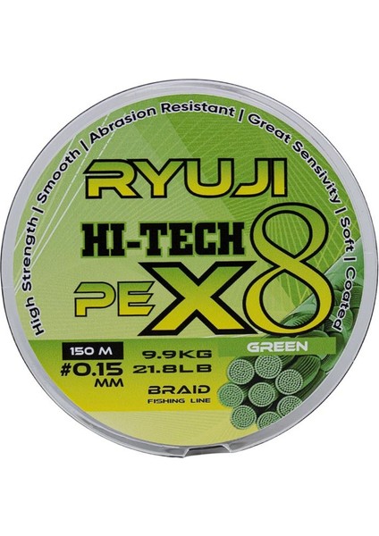 X8 150M  Green Ip Misina - Ryujı - #0,08 mm