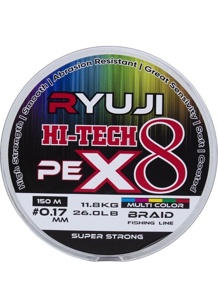 X8 150M Multi Color Ip Misina - Ryujı - #0,13 mm