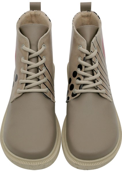 Kadın Vegan Deri Bej Bilekte Bot - Dots and Cats Tasarım