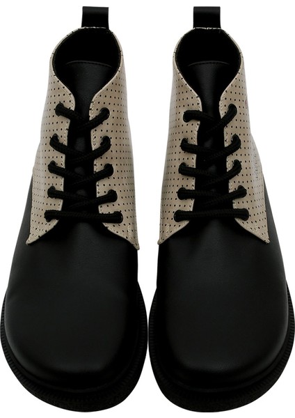 Kadın Vegan Deri Siyah Bilekte Bot - Minima Butterfly Tasarım