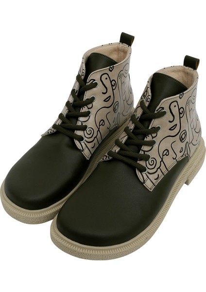 Kadın Vegan Deri Haki Bilekte Bot - Society Tasarım