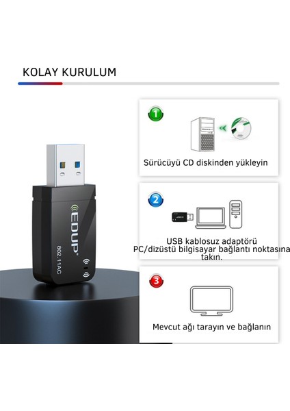 Edup Mini USB Wifi Adaptörü AC1300M – EP1689