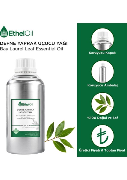 Defne Yaprak Uçucu Yağı - Etheloil - 500 GR - Saf ve Doğal Uçucu Yağ - Üretici Firma fiyatları