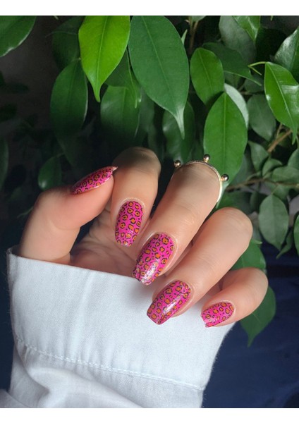 2' Li Pembe Leopar Tırnak Dövmesi, Tırnak Sticker, Nail Tattoo, Nail Art
