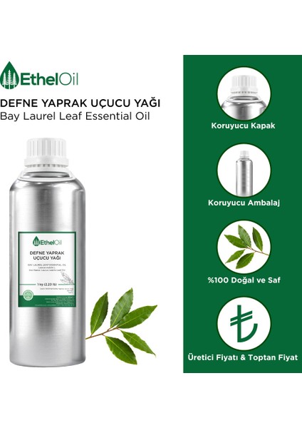 Defne Yaprak Uçucu Yağı - Etheloil - 1 KG - Saf ve Doğal Uçucu Yağ - Üretici Firma